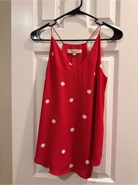 LOFT Red Polka Dot V-Neck Camisole